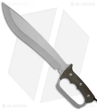 Treeman Knives Combat Machete D-Guard Knife Micarta (12" Mag Silver)